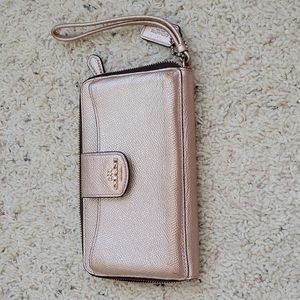 Rose Gold Coach Check Book Wristlet